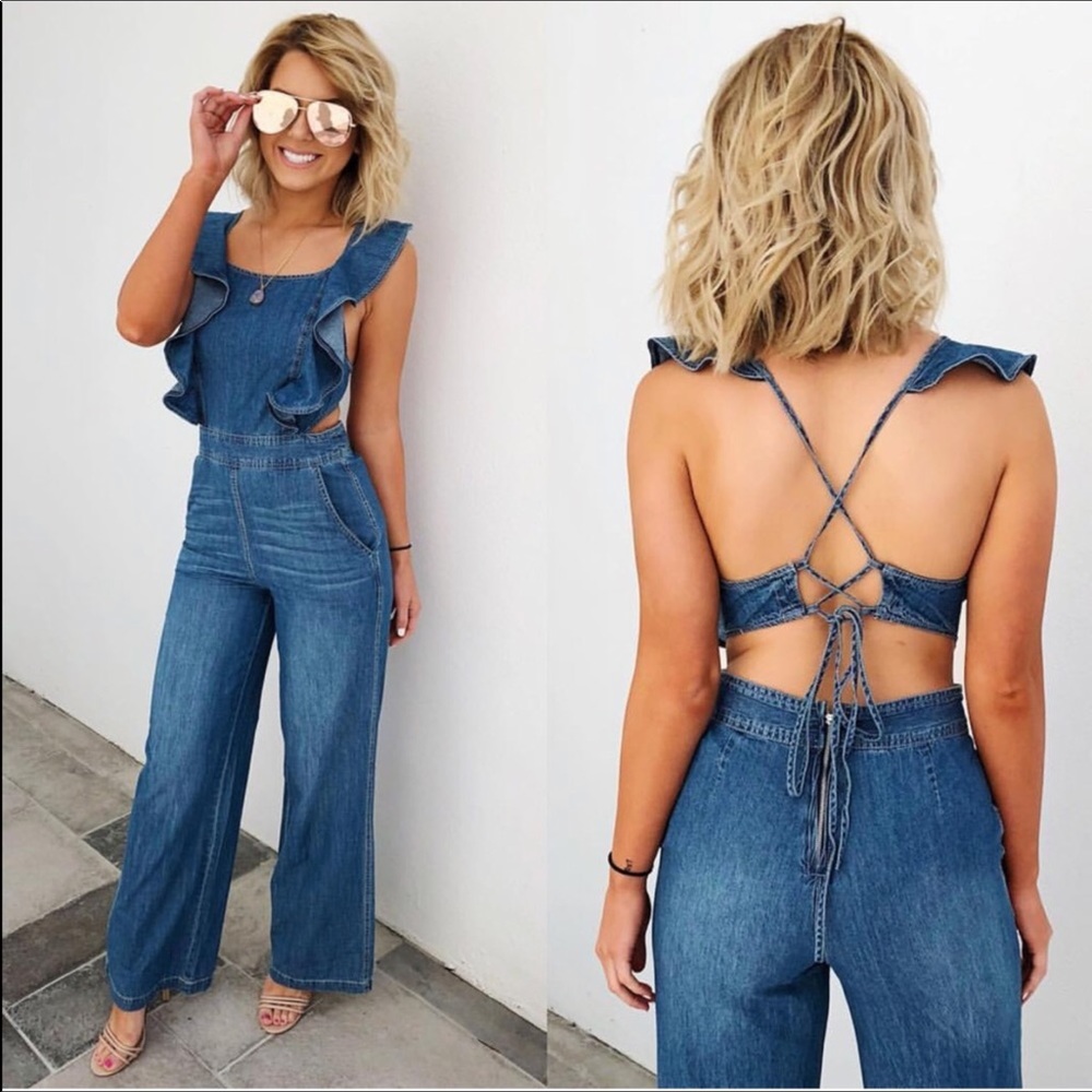 MayMay's Ruffle Denim Jumpsuit - Picture 4 of 5